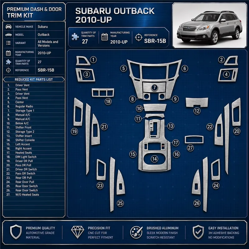 Subaru Outback 2010-in poi kit rivestimento cruscotto e interni 3D