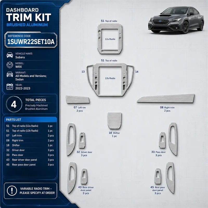 Subaru WRX 2022-2023 Sedan kit rivestimento cruscotto e interni 3D 14 pezzi