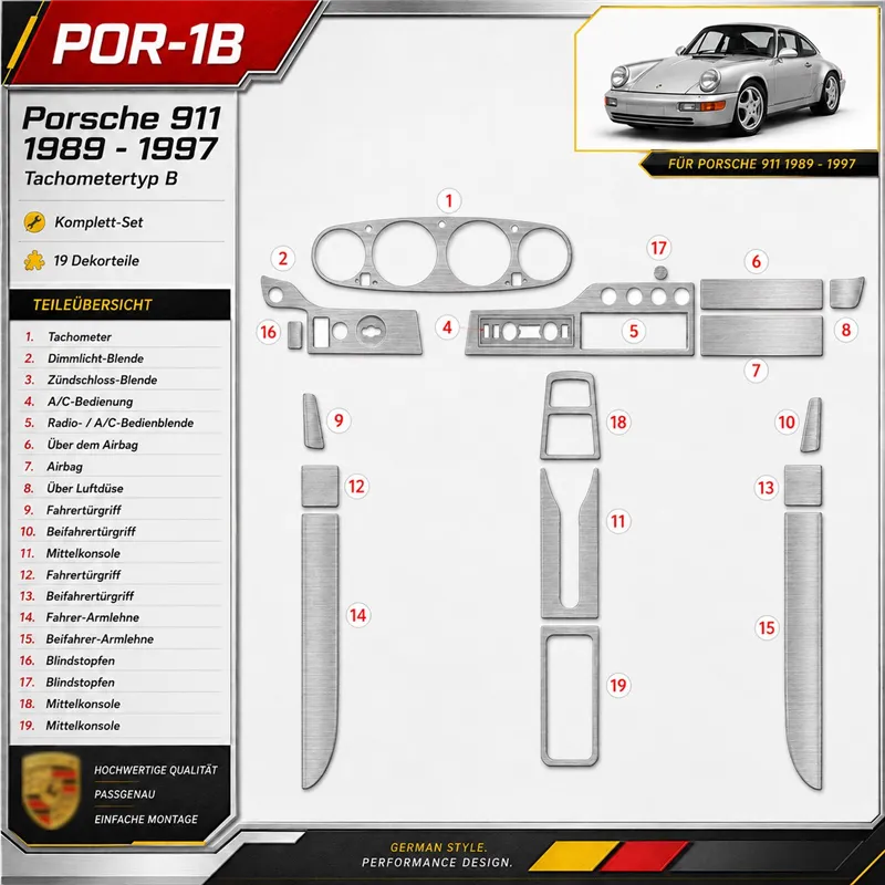 Porsche 911 1989-1997 Gearsometer Type B kit rivestimento cruscotto e interni 3D