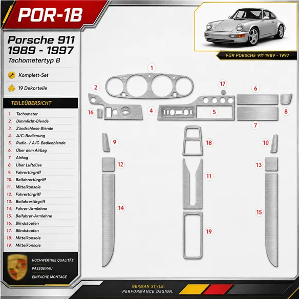 Porsche 911 1989-1997 Gearsometer Type B kit rivestimento cruscotto e interni 3D