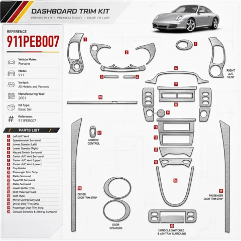 Porsche 911 2001 Basic Set kit rivestimento cruscotto e interni 3D 2