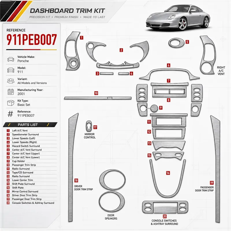 Porsche 911 2001 Basic Set kit rivestimento cruscotto e interni 3D