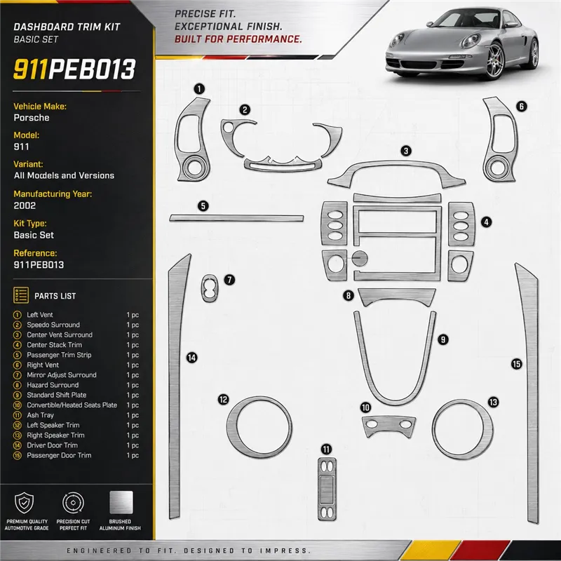 Porsche 911 2002 Basic Set kit rivestimento cruscotto e interni 3D