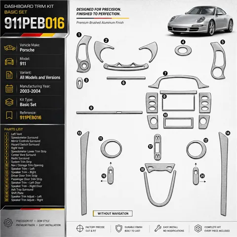 Porsche 911 2003-2004 Basic Set kit rivestimento cruscotto e interni 3D