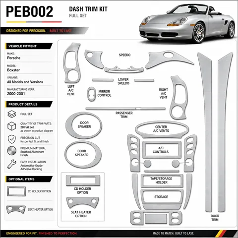 Porsche Boxster 2000-2001 set completo kit rivestimento cruscotto e interni 3D