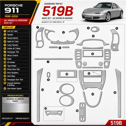 Porsche 911 1999-2000 Basic Set kit rivestimento cruscotto e interni 3D 2