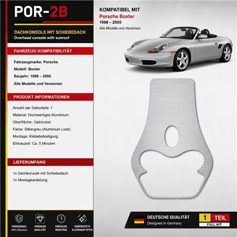 Porsche Boxter 1998-in poi Overhead kit rivestimento cruscotto e interni 3D