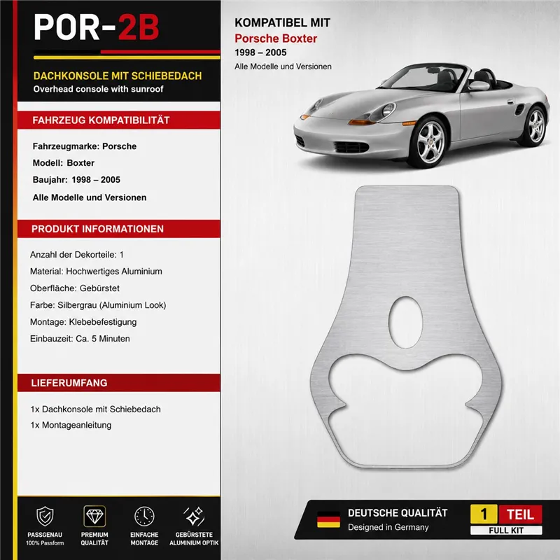 Porsche Boxter 1998-in poi Overhead kit rivestimento cruscotto e interni 3D