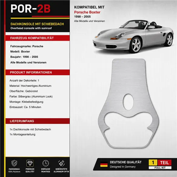 Porsche Boxter 1998-in poi Overhead kit rivestimento cruscotto e interni 3D
