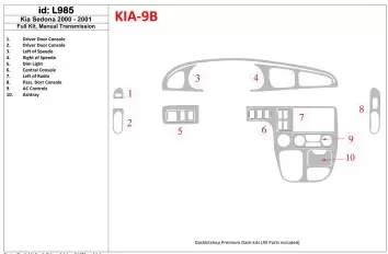 Kia Sedona 2000-2001 Full Set, Manual Gear Box Cruscotto BD Rivestimenti interni