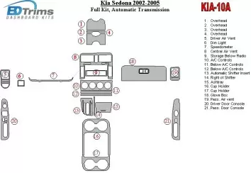 Kia Sedona 2002-2005 Full Set, Automatic Gear Cruscotto BD Rivestimenti interni