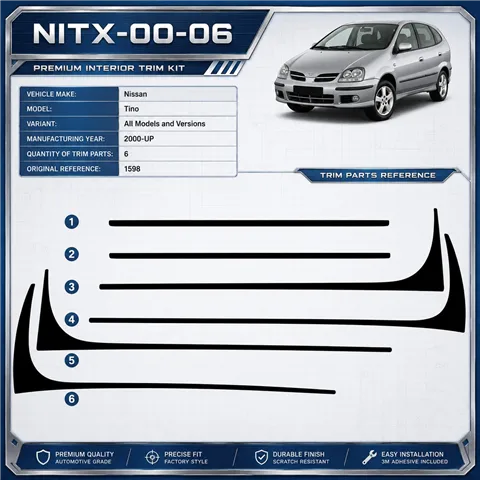 Nissan Tino 2000-in poi kit rivestimento cruscotto e interni 3D 6 pezzi