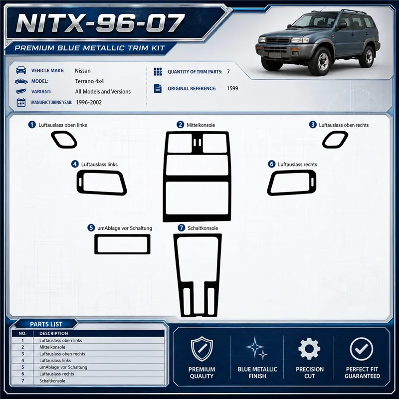 Nissan Terrano 4x4 1996-2002 kit rivestimento cruscotto e interni 3D 7 pezzi