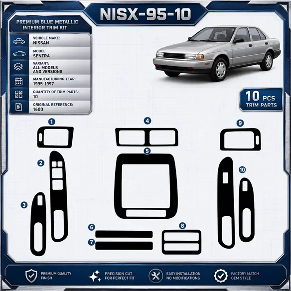 Nissan Sentra 1995-1997 95-97 kit rivestimento cruscotto e interni 3D 10 pezzi