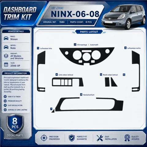 Nissan Note 2006-in poi kit rivestimento cruscotto e interni 3D 8 pezzi