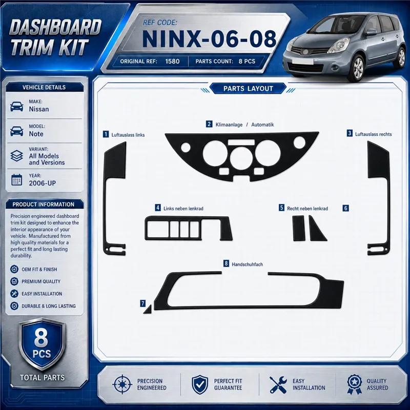 Nissan Note 2006-in poi kit rivestimento cruscotto e interni 3D 8 pezzi