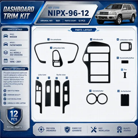 Nissan Pathfinder 1996-2001 kit rivestimento cruscotto e interni 3D 12 pezzi