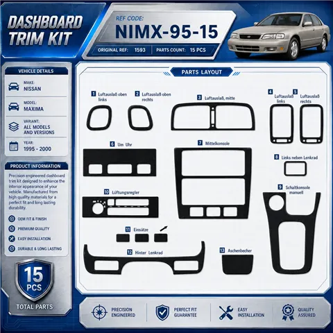 Nissan Maxima 1995-2000 kit rivestimento cruscotto e interni 3D 15 pezzi