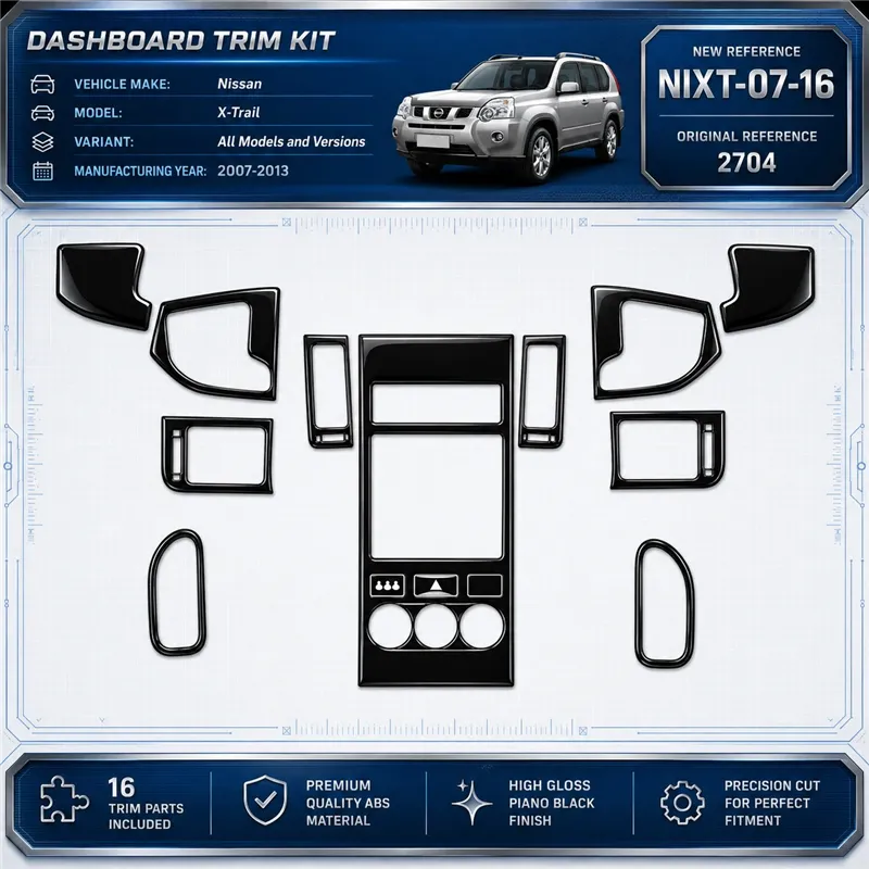Nissan X Trail 2007-2013 kit rivestimento cruscotto e interni 3D 16 pezzi