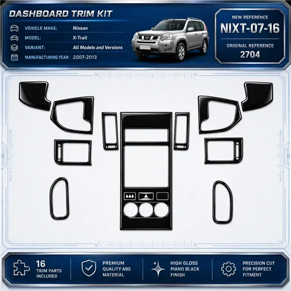 Nissan X Trail 2007-2013 kit rivestimento cruscotto e interni 3D 16 pezzi