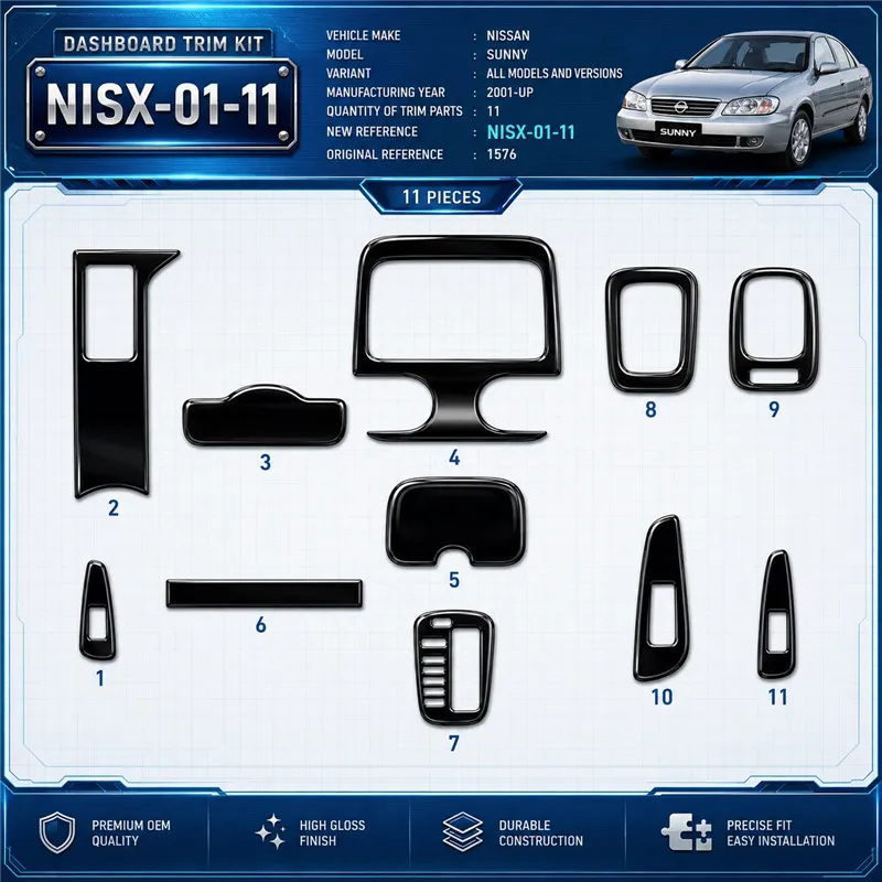 Nissan Sunny 2001-in poi kit rivestimento cruscotto e interni 3D 11 pezzi