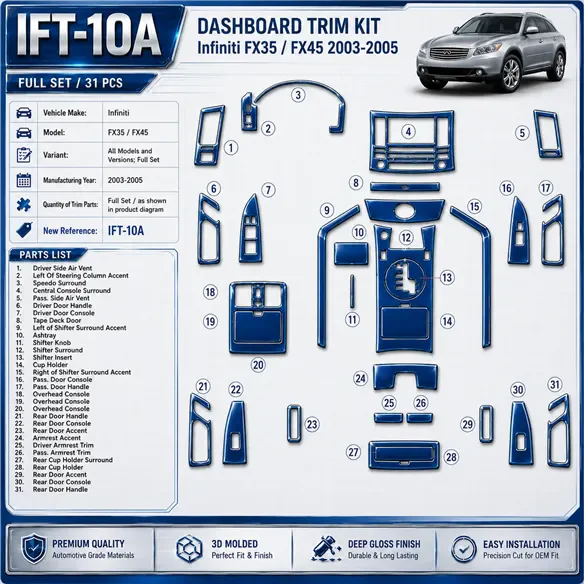 Infiniti FX 2003-2005 set completo kit rivestimento cruscotto e interni 3D