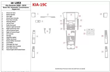 KIA Sorento 2008-2010 Basic Set, Automatic Gear, Without Heated Seats Cruscotto BD Rivestimenti interni