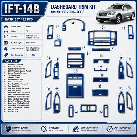 Infiniti FX 2006-2008 Basic Set kit rivestimento cruscotto e interni 3D