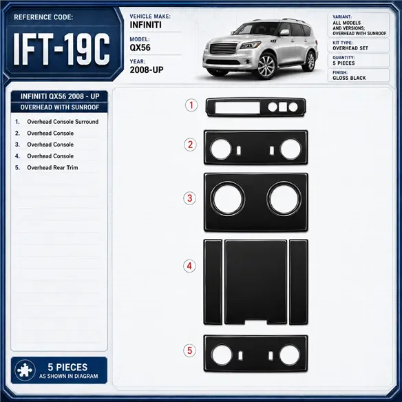 Infiniti QX56 2008-in poi Overhead con tetto apribile kit rivestimento cruscotto e interni 3D