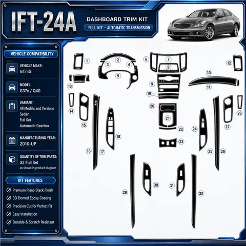 Infiniti G37x 2010-in poi Sedan; set completo; cambio automatico kit rivestimento cruscotto e interni 3D