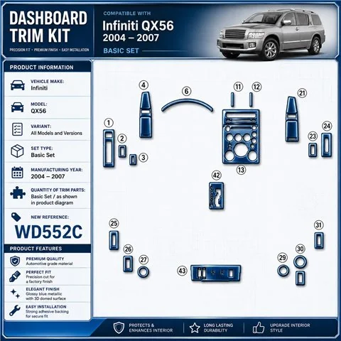 Infiniti QX56 2004-2007 Basic Set kit rivestimento cruscotto e interni 3D