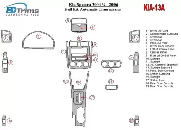 Kia Spectra 2004-2006 Full Set, Automatic Gear Cruscotto BD Rivestimenti interni