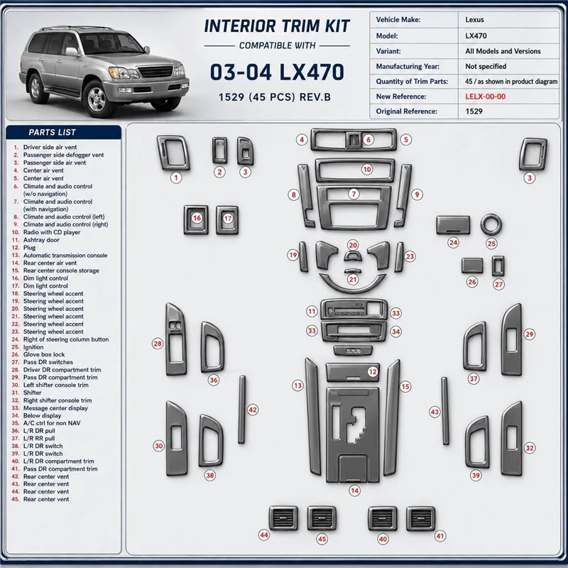 Lexus LX470 Not specified pezzi kit rivestimento cruscotto e interni 3D 0 pezzi