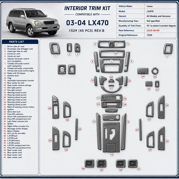 Lexus LX470 Not specified pezzi kit rivestimento cruscotto e interni 3D 0 pezzi