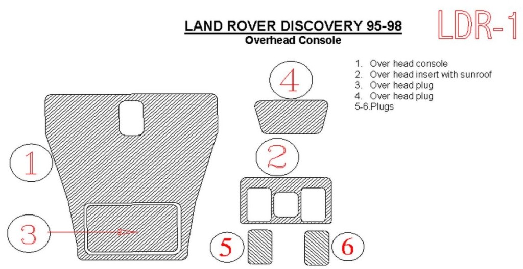 Land Rover Discovery 1995-1998 Overhead Cruscotto BD Rivestimenti interni