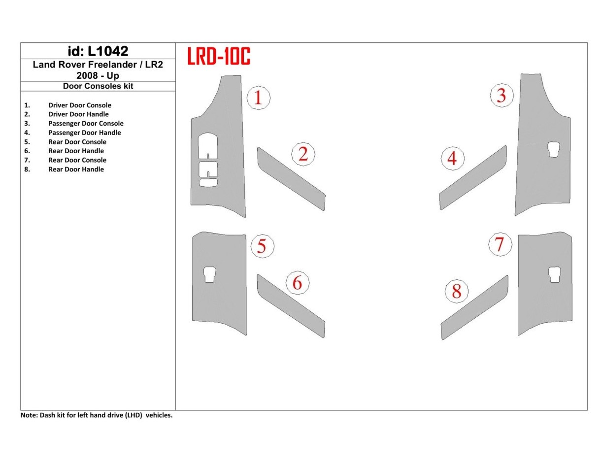 Land Rover Freelander 2 2008-UP doors colsole Cruscotto BD Rivestimenti interni