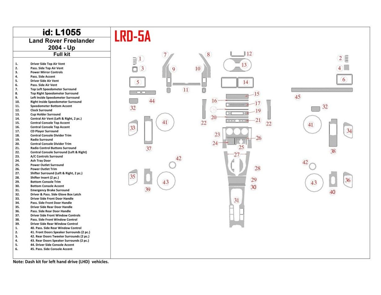 Land Rover Freelander 2004-UP Full Set Cruscotto BD Rivestimenti interni