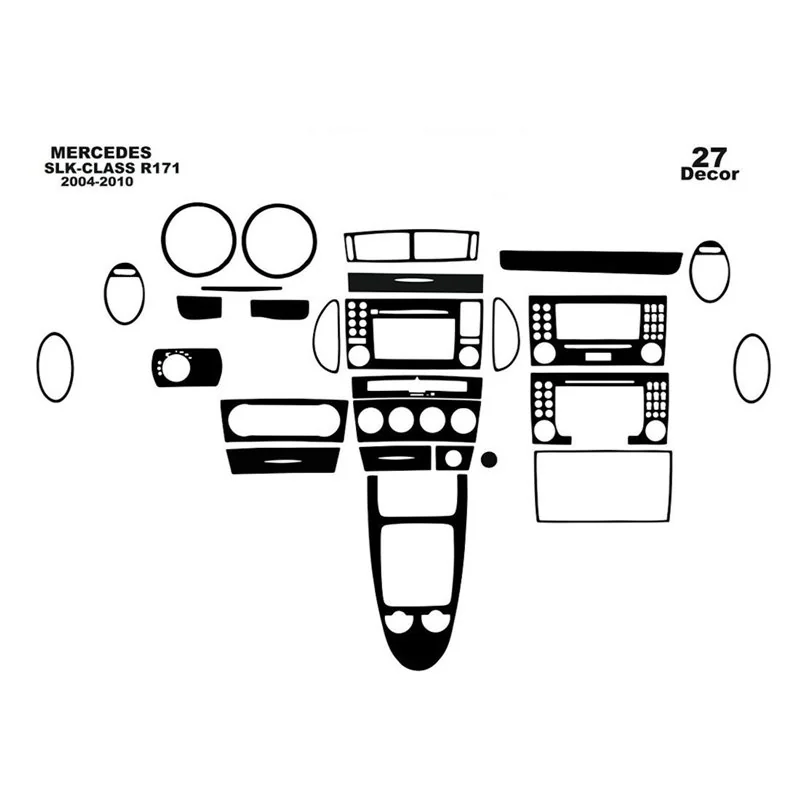 Mercedes-Benz SLK (R171) 2004-2010 kit rivestimento cruscotto e interni 3D 27 pezzi