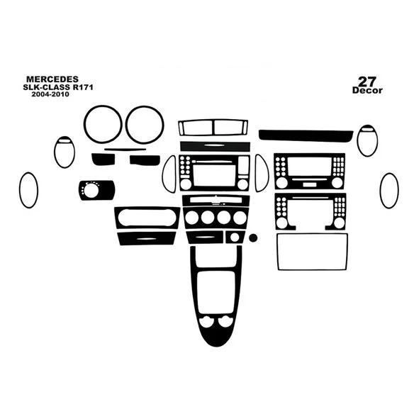 Mercedes-Benz SLK (R171) 2004-2010 kit rivestimento cruscotto e interni 3D 27 pezzi
