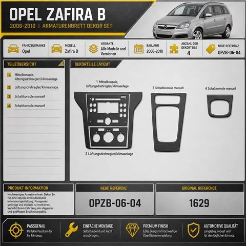 Opel Zafira B 2006-2010 kit rivestimento cruscotto e interni 3D 4 pezzi