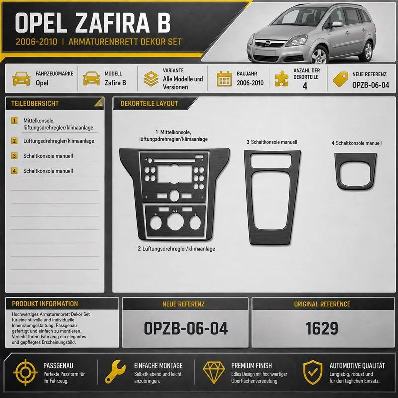 Opel Zafira B 2006-2010 kit rivestimento cruscotto e interni 3D 4 pezzi