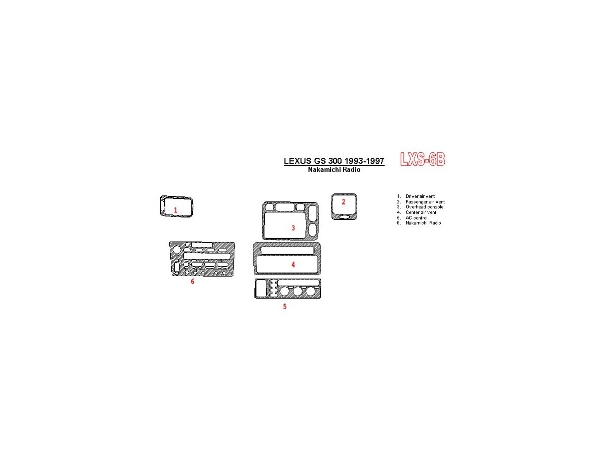 Lexus GS 1993-1997 Nakamichi Radio, OEM Compliance, 6 Parts set Cruscotto BD Rivestimenti interni Lexus GS 1993-1997 Nakamichi Radio, OEM Compliance, 6 Parts set Cruscotto BD Rivestimenti interni