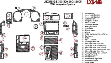 Lexus GS 2001-2005 With NAVI system, OEM Compliance Cruscotto BD Rivestimenti interni