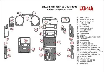 Lexus GS 2001-2005 Without NAVI system, OEM Compliance Cruscotto BD Rivestimenti interni