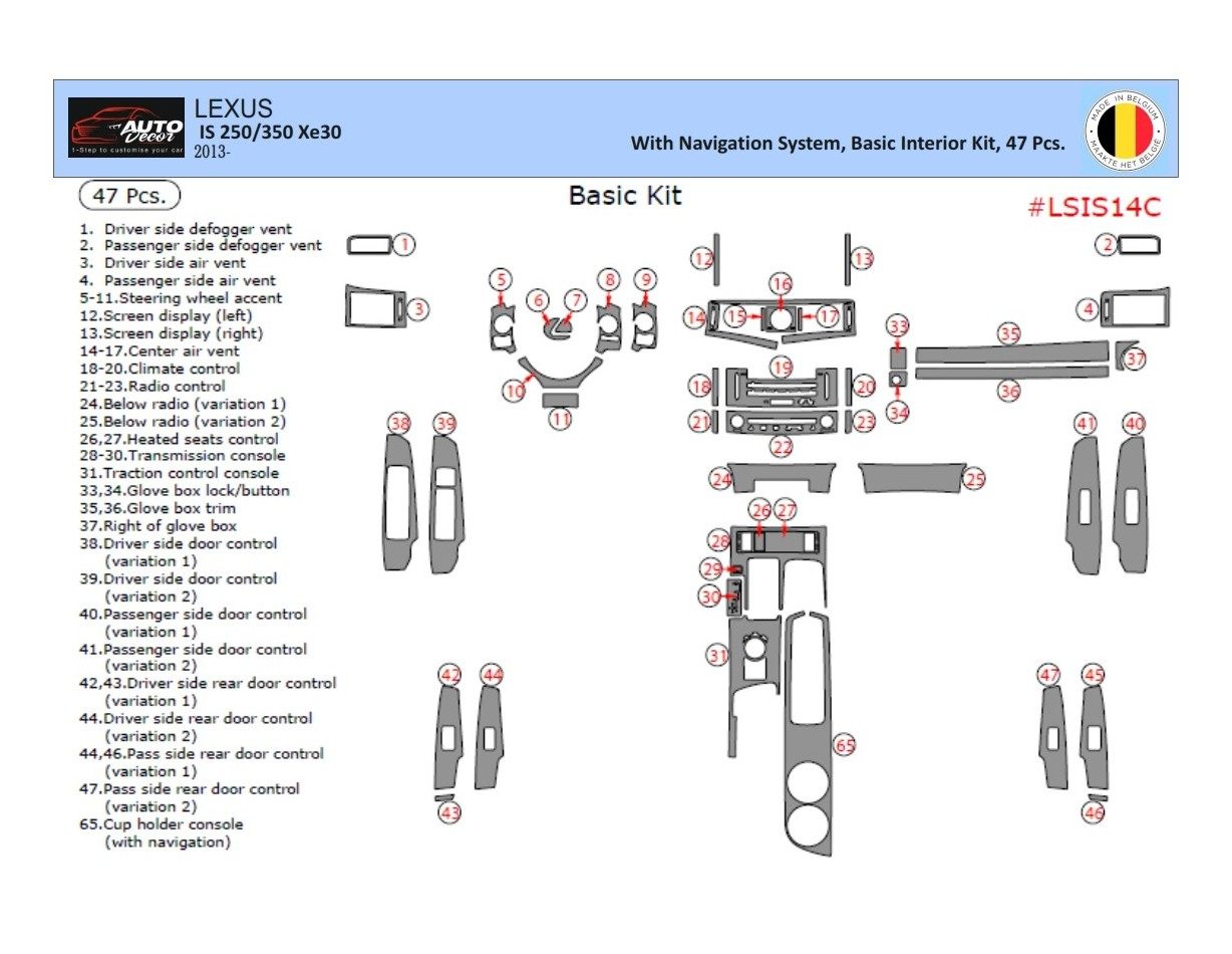 Lexus IS 2013-2022 Kit Rivestimento Cruscotto all'interno del veicolo Cruscotti personalizzati 47-Decori