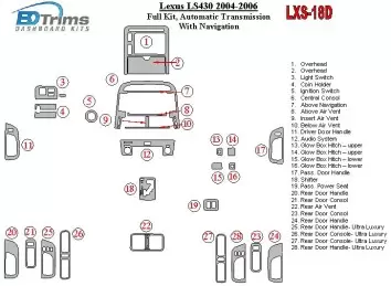 Lexus LS 2004-2006 Full Set, Automatic Gear, With Navigation Cruscotto BD Rivestimenti interni