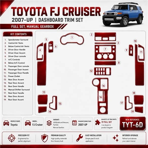 Toyota FJ Cruiser 2007-in poi set completo; cambio manuale kit rivestimento cruscotto e interni 3D