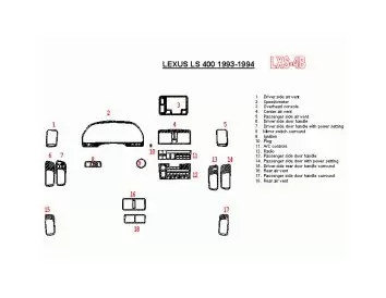 Lexus LS-400 1993-1994 Full Set, OEM Compliance, 13 Parts set Cruscotto BD Rivestimenti interni