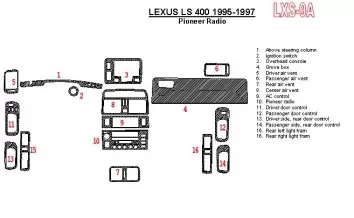 Lexus LS-400 1995-1997 Pioneer Radio, OEM Compliance, 6 Parts set Cruscotto BD Rivestimenti interni