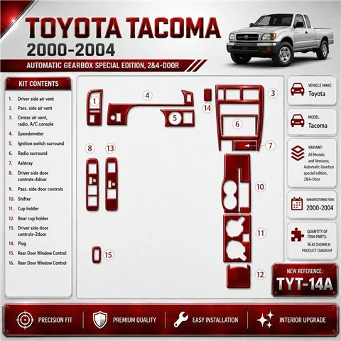 Toyota Tacoma 2000-2004 cambio automatico special edition, 2&4-Door kit rivestimento cruscotto e interni 3D